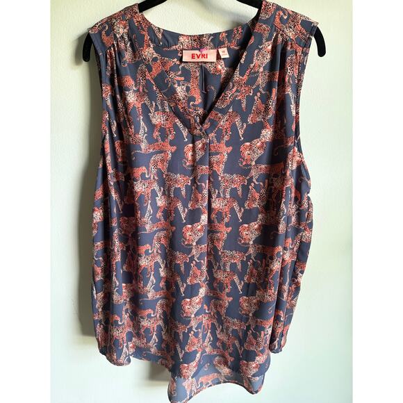 EVRI Tops - EVRI | Leopard Print Sleeveless Blouse Pink Cheetah Tunic Top Plus Size 1X
